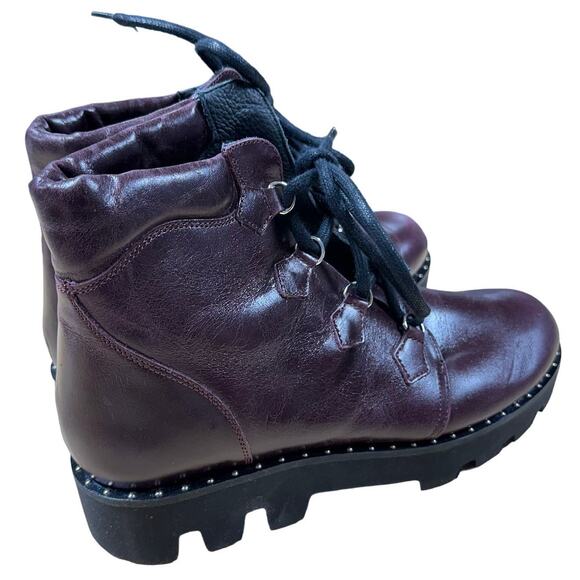 Montelliana NWOB Claudine Leather Lug Sole Boot in Bordeaux Size 40 (US 10) - Picture 2 of 10